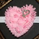 Valentine Pink Chiffon Heart Headband Or Clip For..