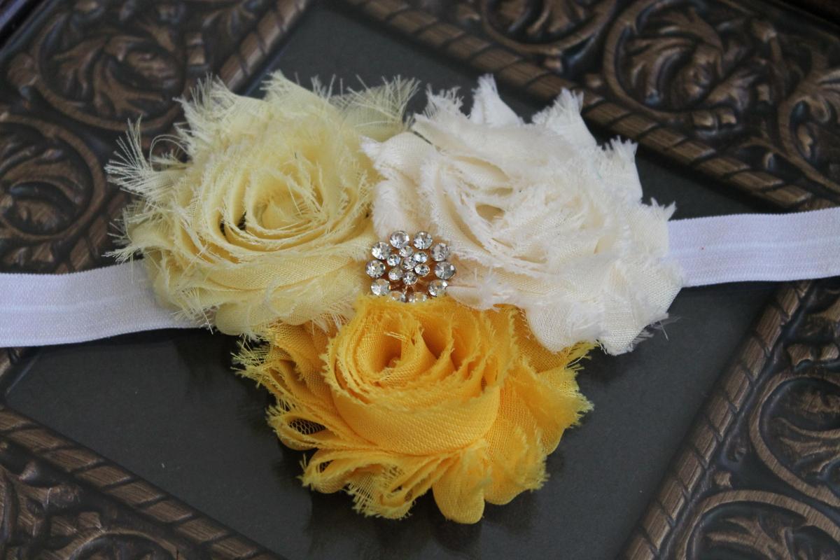 Yellow Shabby Flower Headband