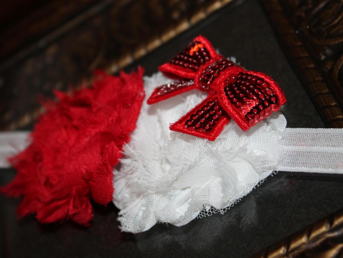 Red & White Shabby Valentine Headband